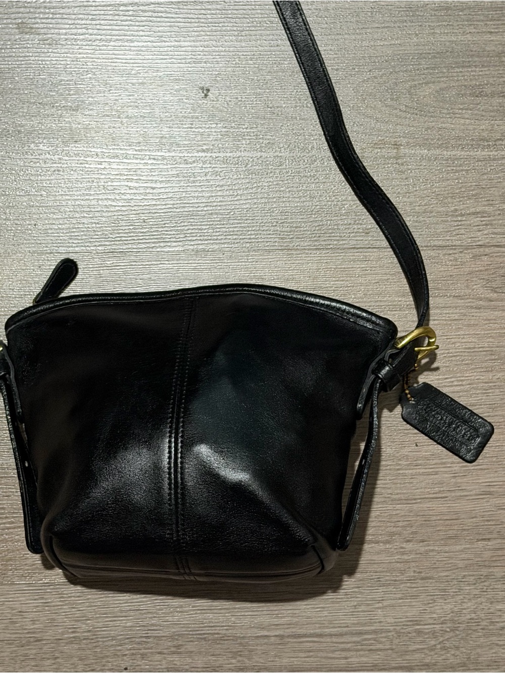 Classic Black Leather Crossbody Bag - Minimalist Women's Shoulder Bag